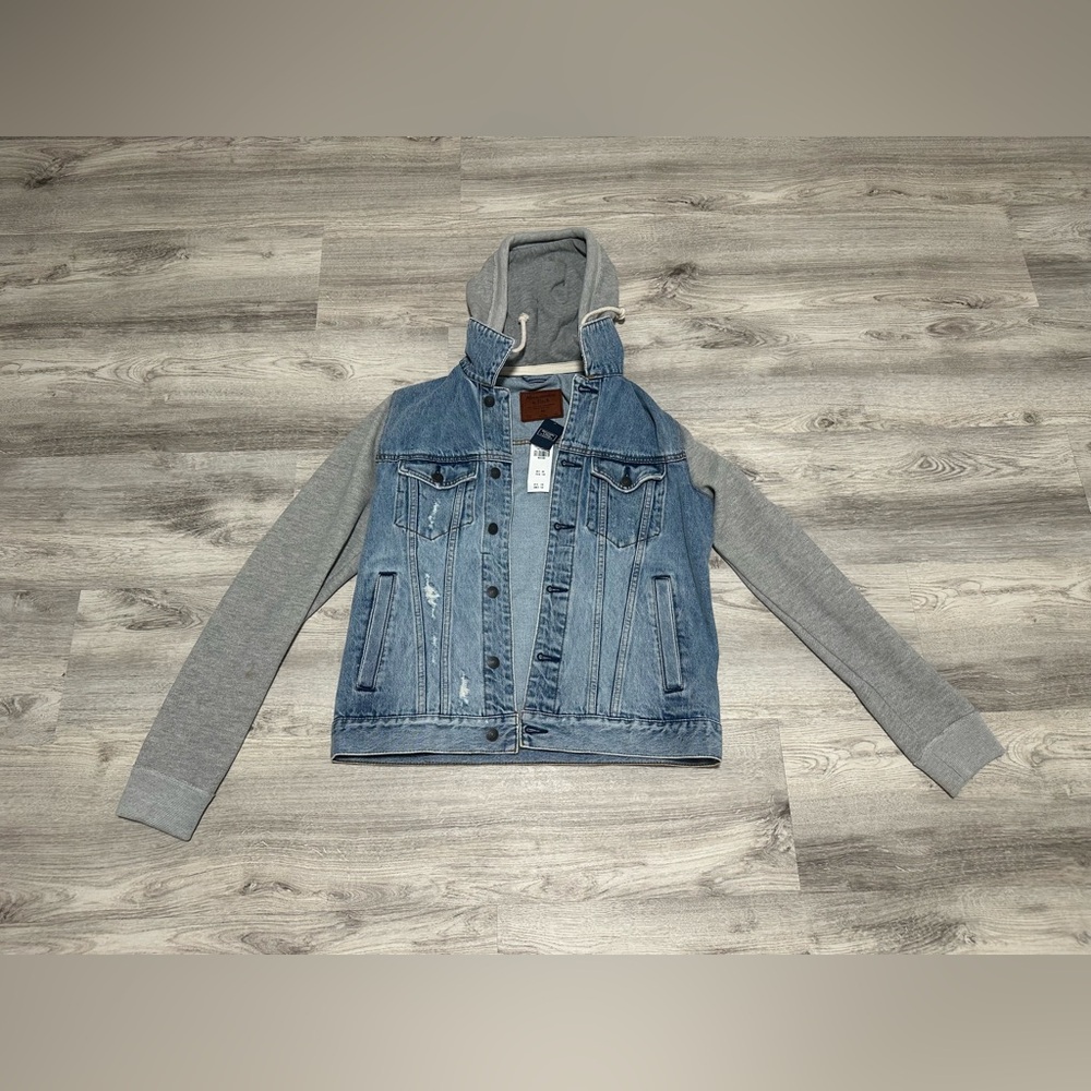 Abercrombie & Fitch Men’s Denim Twofer Jacket – Size M – Hooded Jean Jacket